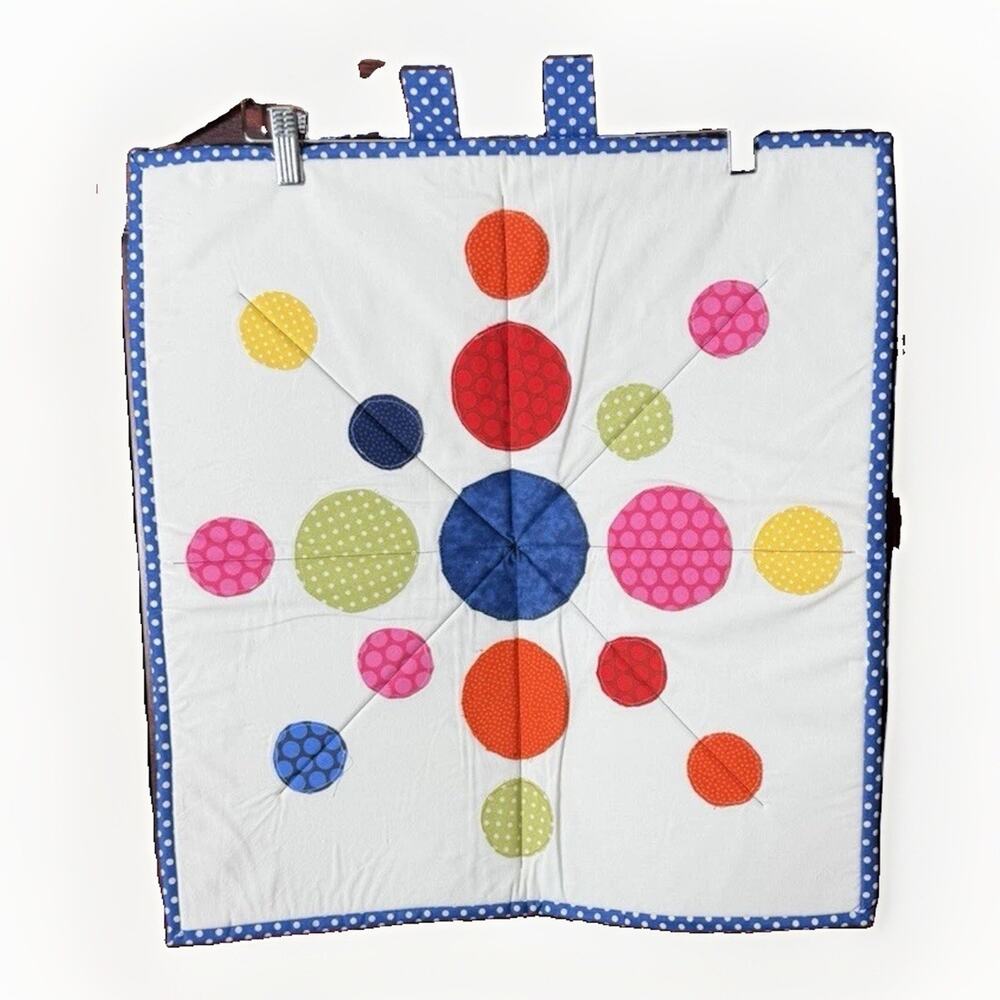 Handmade Folk Art Starburst Appliqué Wall Hanging 20x21 Polka Dot Quilted